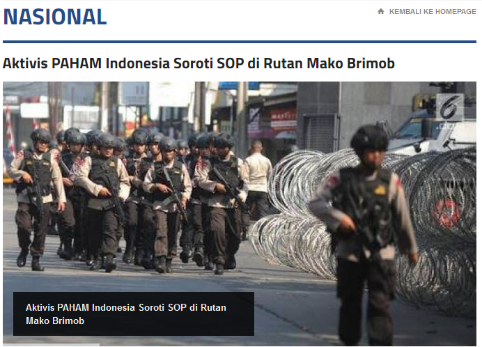 Aktivis PAHAM Indonesia Soroti SOP di Rutan Mako Brimob